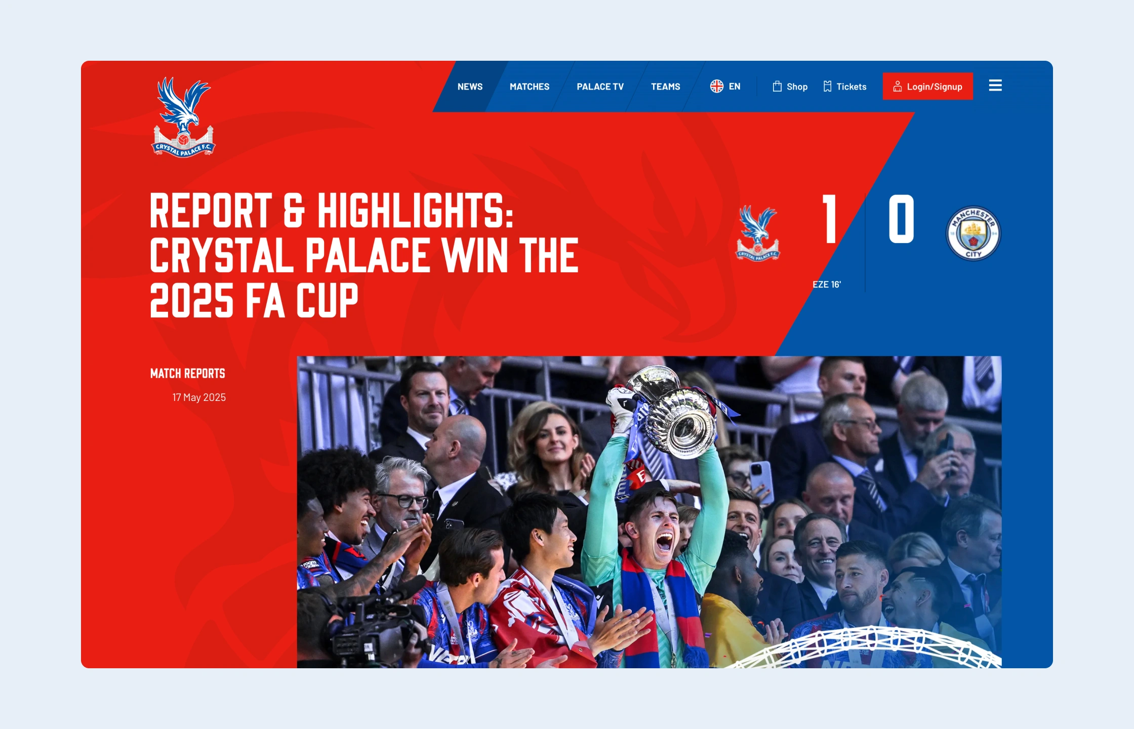 Crystal Palace FC digital transformation programme trophy lift image